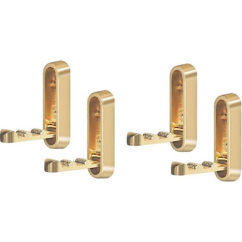 Lot de 4 crochets muraux pliables dorés, crochets muraux pliables en alliage de zinc robuste, crochets porte-serviettes pliables à fixer au mur pour salle de bain (1/5)
