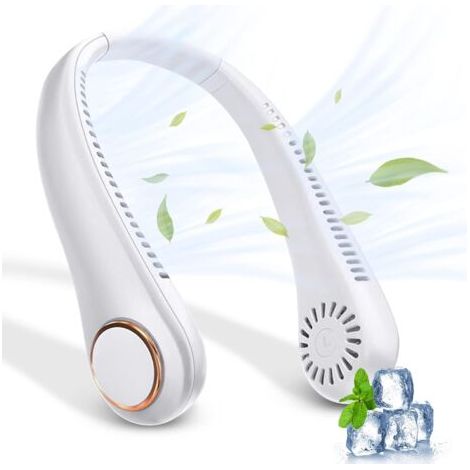 Pair - Ventilateur Portable Cou Sans Feuilles, Ventilateur Portable Nuque Rechargeable par USB, Ventilateur D'encolure Réglable à 360° (1/5)