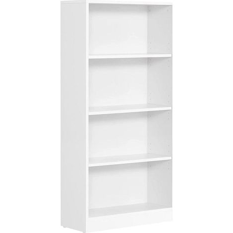 Bibliothèque DVD étagère à 4 niveaux meuble de rangement avec étagères réglables en hauteur pour salon chambre bureau 121,5 cm blanc (1/4)