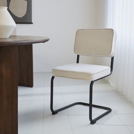 Chaise de salle à manger Remo Crème Velours - Sans accoudoirs (1/5)