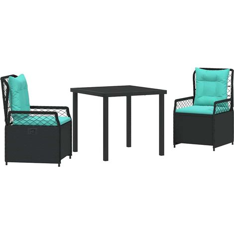 Ensemble de salle à manger pour jardin 3 pcs Mobilier de jardin Noir polyrotin (1/5)