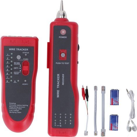 Tester de Câble de Réseau Test de Séquence de Séquences de Séquences de Fil le Traceur Kit avec Casque Portable, Recherche de Lignes en Direct et sensibilité Réglable, (1/5)