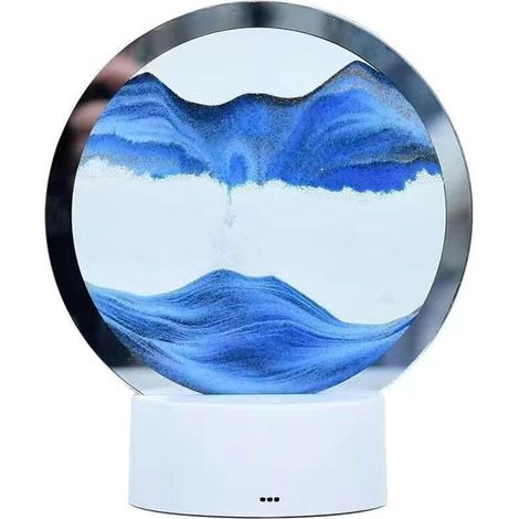 Sable Art Lampe de Table 3D Sable Peinture Lampe de Table Image de sable Dynamique à Tourner avec Lumière LED Flux Sable Arc Lampe de Nuit Ronde Double Face Mobile Sable Scène Rotative Bureau (1/5)