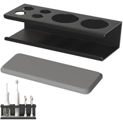 Porte Brosse à Dents Mural, Support Brosse a Dent Electrique, Toothbrush Holder sans Percage, Support Brossette Auto-Adhésif, Absorbe l'eau et Résiste à l'Humidité, Noir