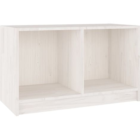 Meuble TV multimédia étagère télévision buffet téléviseur salle à manger salon chambre 70 x 33 x 42 cm bois de pin massif blanc