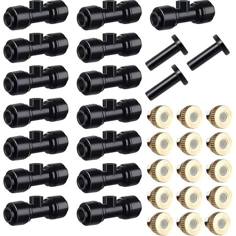HUAZIZ Système D'irrigation Système de Brumisateur Extérieur Kit,Buse de Pulvérisation en Laiton pour Jardin,Atomiseur Buse,Avec 15 Buses pour Jardin Terrasse Patio Bricolage(black) (1/5)