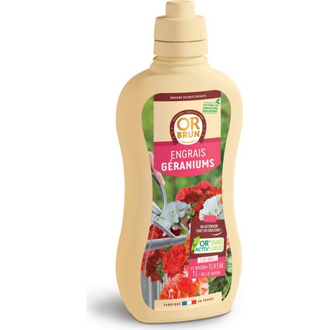 OR BRUN Engrais Géraniums - 1L - Fortifie Les Géraniums & La Floraison - Fabriqué En France - Utilisable En Agriculture Biologique OBRECLGERA1 (1/6)
