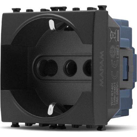 Frutti elettrici compatibili con supporti Vimar Arké nero interruttore presa pulsante schuko deviatore Presa Schuko