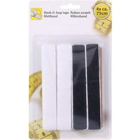 tesa Selbstklebendes Velcro-Band Schwarz 2x75 cm 4 Rollen