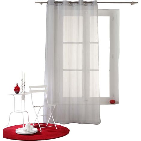 Voilage a oeillets 140 x 260 cm Horizon raye gris