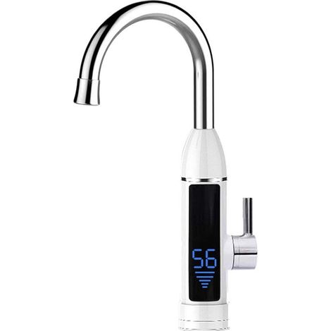 Rubinetto elettrico digitale LCD per acqua calda istantanea 3000W - Rubinetto da cucina elettrico senza serbatoio, bianco, modello UE (1/2)