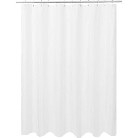 Duschvorhang – Polyestergewebe – wasserdicht – maschinenwaschbar – 200 cm (B) x 200 cm (H) – Weiß (1/5)