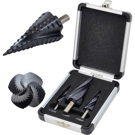 AWTOOLS M2-TiAlN Stufenbohrer / 3er-Set / 4-12 mm / 4-20 mm / 4-39 mm / BL (1/4)