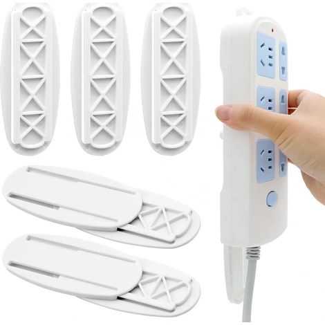 Lot de 5 supports adhésifs pour multiprise, support pour parafoudre, système de gestion des câbles sans perçage (1/5)
