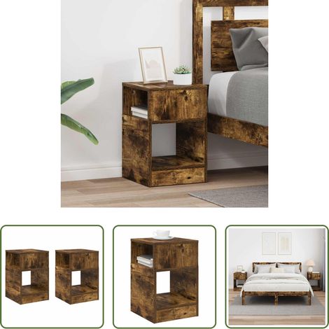 Holzbeistelltisch - Beistelltisch 2 pcs Geräucherte Eiche 30,5 x 30 x 45 cm (1/5)