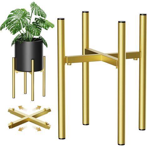 Support Plantes, Étagère Plantes en Metal dans Un Style Simple, Support Pot de Fleur Intérieur et Extérieur Largeur Réglable pour les Pots de 20-30cm(Pot Non Inclus ) (1/4)