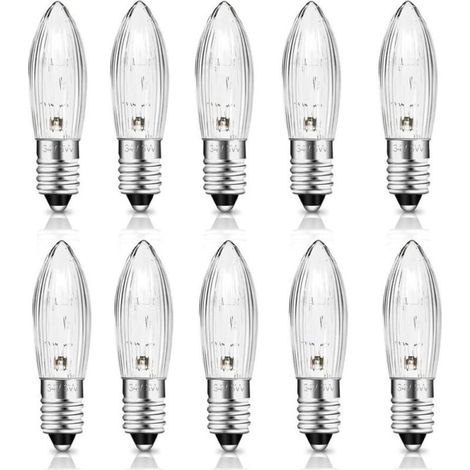 E10 34V 3W Candle Bulb with 7 Combustion Points, Replacement Bulbs, 30LM Warm White 2700K, E10 Candle Bulb for Light Arches, Christmas Trees, String Lights, Pack of 10 (1/5)