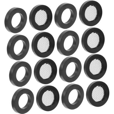 Stainless Steel Pipe Filter Sealing Washer Set for Bath Heads and Garden Fittings – 20-Piece Kit, Black, 4 Points – Plumbing, Gardening, and Repair Sealing Accessories (1/4)