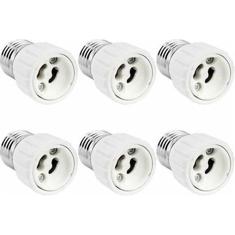 Lot de 6 Adaptateurs de douille E27 vers GU10, 0-250V, Max. 200W, Convertisseur à Visser en céramique pour ampoule LED, Halogène et CFL (1/4)