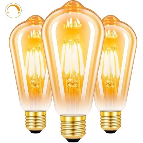 Ampoule LED E27 6W Dimmable, Ampoule LED E27 ST64 Blanc Chaud 2700K, Ampoule Décorative Rétro, Ampoule à Filament LED E27 Maison Café Bars Restaurant (1/5)