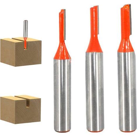 8mm Fraise Droite Defonceuse, 3 pièces Fraises à Défoncer Carbure De Tungstène Mèche de Routeur Droite à Simple Flûte Fraise à Bois-3mm/4mm/5mm (1/4)