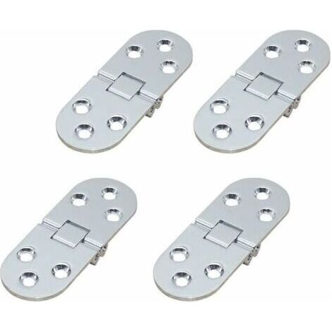 4Pcs Charnières de Table Pliantes, Plat Porte Cabinet pliable Charnières, Zinc Métal Round Edge Machine à Coudre Table Pliante Meubles Flip Plateau Charnière, pour Meubles Armoire (Argent) (1/4)