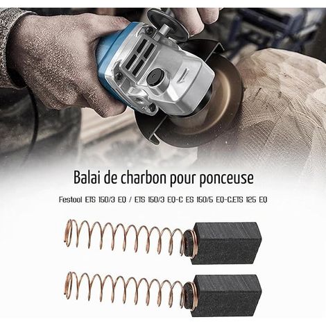 Lot de 4 paires de balais de charbon pour ponceuse 14 x 8 x 5 mm compatibles avec 150/3 et 150/5 et 125 - Pièces de rechange (1/2)