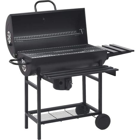 Grillwagen mit Rädern und Ablagen Schwarz Stahl 115x85x95 cm
