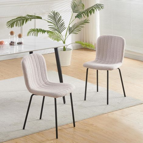 mcc direct Set of 2 Soft Fabric Dining Chairs with Upholstered Seat and Metal Legs for Dining Room, Living Room and Kitchen Room - New Bella PINK