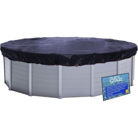 runde Winter-Poolabdeckung Ø 460 cm für Pools mit 366–400 cm Durchmesser, 200 g/m² schwarzes Polyethylengewebe, Aluminiumösen (1/5)