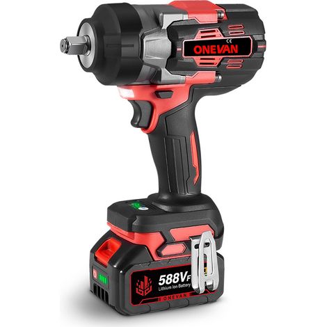 ONEVAN Llave de impacto de 2100 Nm, 1/2 Llave de impacto inalámbrica sin escobillas Aplicable a camiones grandes, vehículos portacontenedores Con baterías 588VF