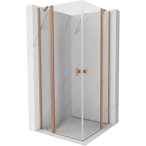 Mexen Mist Duo Duschkabine, schwenkbar 95 x 95 cm, transparent, gebürstetes Kupfer - 8A4-095-095-65-00