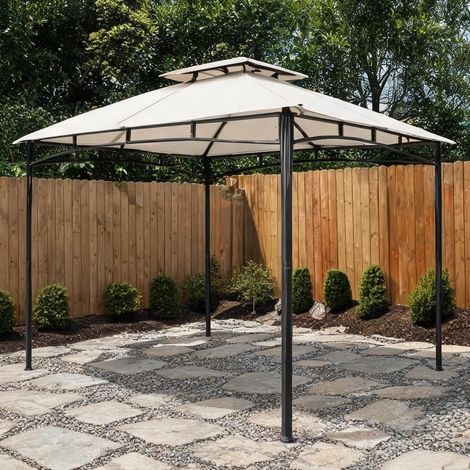 Tonnelle de jardin en polyester métal 300 x 300 x 285 cm (1/5)