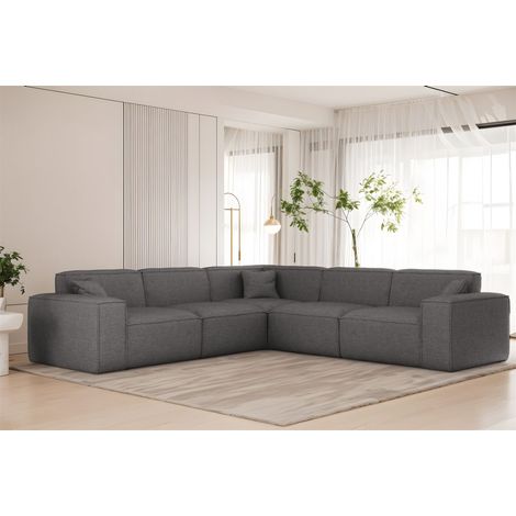Ecksofa Designersofa CELES PREMIUM in Stoff Artico Grau Seite Universal (1/3)