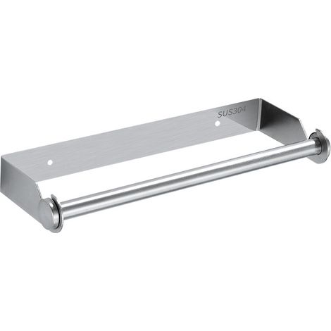 Soporte de pared de acero inoxidable para toallas de papel, ideal para cocina, despensa, fregadero o baño. 28 cm, color plata. (1/5)