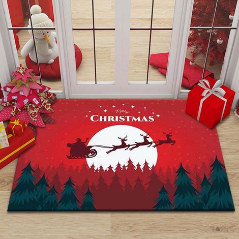 Tapis De Porte De Noël - Tapis Rectangulaire En Polyester 60 X 90 Cm - Anti-Dérapant Pvc - Pour Intérieur Et Extérieur - 1 Pièce (1/5)