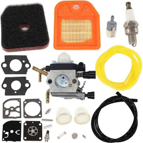 Carburateur avec joint de réparation filtre à air bougie d'allumage pour Stihl HS81 HS81R HS81RC HS81T HS86 HS86R HS86T Pièce de rechange pour taille-haie 4237 120 0606 Zama C1Q-S225 (1/5)