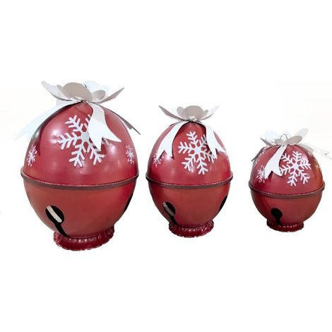 Campane decorative da appoggio in metallo decorazione natalizia set da 3 -Bianco (1/3)