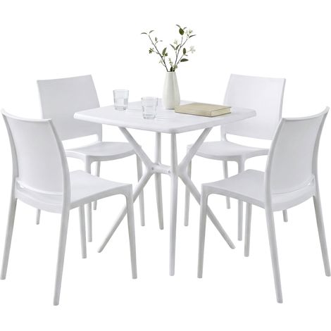Gartenmöbel-Set Amino mit 4 Stühlen weiß