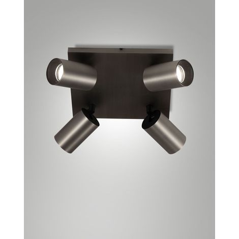 Plafoniera Flores 24x24cm in Alluminio Canna di Fucile, 4x GU10 10W, Struttura pressofusa IP20, Classe 1 - Design Moderno e Compatto