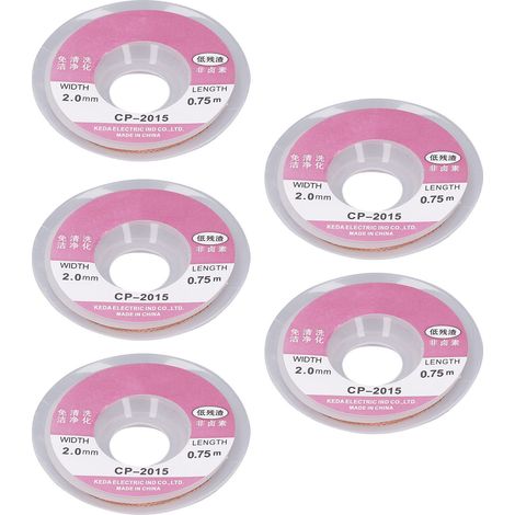 5 pcs tresse à dessouder en cuivre rouge sans fluor, faible résidu, pour nettoyage (1/5)