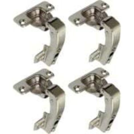 lot de 4 charnières Invisibles 90° clipsable - pour porte de meuble d'angle à une seule porte - avec amortisseur et clip - ouverture de montage 35mm (1/4)