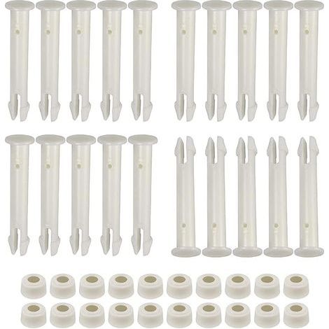 Set of 20 pins and seals for above-ground pools from 33 to 61cm. Plastic and rubber parts for round and rectangular metal frames. Ideal for pool maintenance. (1/4)