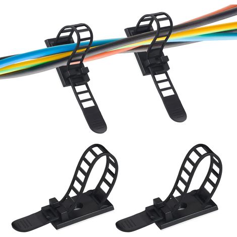 25 PCS Attaches Câbles et Fixations avec Support Adhésif, Attaches Câbles Nylon, Serre-Fils, Organisateur avec Fort Ruban Adhésif et Option Vis, Parfait pour la Maison, le Bureau et l'Atelier, Noir (1/5)