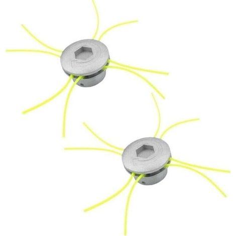 Tete de Coupe Debroussailleuse, 2 pices Aluminium Fils Tte Coupe-Bordure, 8 Lignes Tte Coupe-Bordure, Tete Debroussailleuse Universelle pour Jardin Accessoires de Tte de Tondeuse Gazon (1/5)