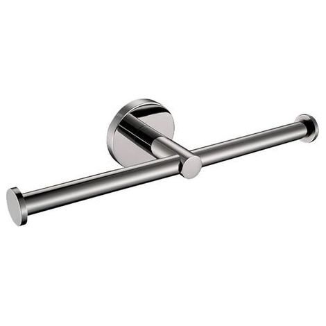Double Chrome Toilet Paper Holder, Wall-Mounted Toilet Roll Holder, Modern 2-in-1 Silver Stainless Steel Toilet Paper Dispenser for Bathroom (1/5)