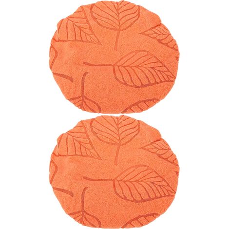 Lot de 2 housses de tabouret de bar rondes, extensibles, en polyuréthane, à motif de feuilles orange, lavables et avec élastiques, pour tabourets de 30 à 36 cm (11,81 à 14,17 pouces). (1/5)