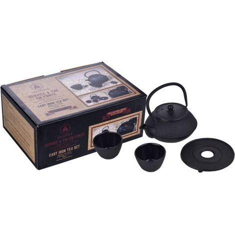 Théière en Fonte - LAGUIOLE - Noir - 800 ml - Infuseur Inclus - Plateau en Fonte