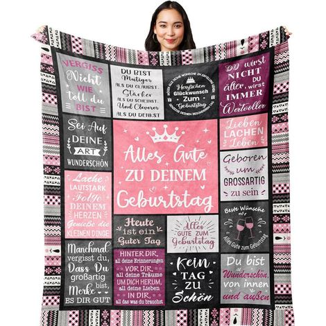Bardusch - Cadeau Anniversaire Femme, Idee Cadeau Femme, Cadeau Femme Original Utile, Cadeau Anniversaire Maman/Amie/Soeur/Fille/Mamie/Copine/Collègue, Happy Birthday, Cadeau Femme Couverture 130x150C
