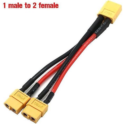 Connecteur de batterie parallèle XT60 1 vers 2 / 1 vers 3, câble mâle/femelle, rallonge double, répartiteur en Y, silicone W (1/5)